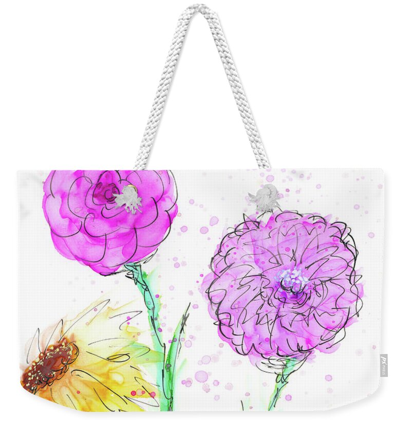 Flower Weekender Tote Bag featuring the painting Joy by Kimberly Deene Langlois