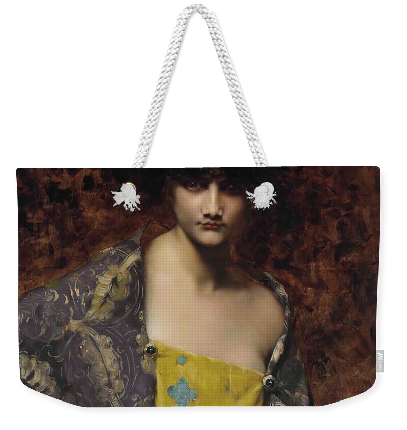 Judith Leyster Weekender Tote Bag featuring the painting Judith Leyster by MotionAge Designs