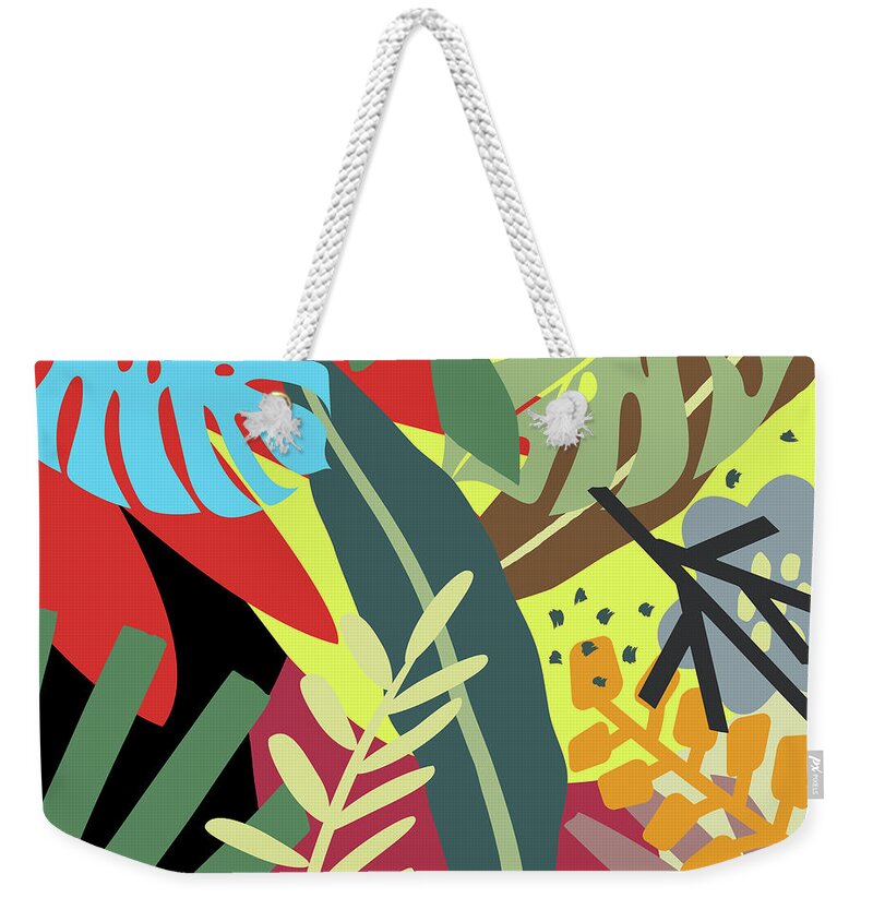 Jungle Weekender Tote Bag featuring the digital art Jungle Abstract Pattern by Stanley Wong