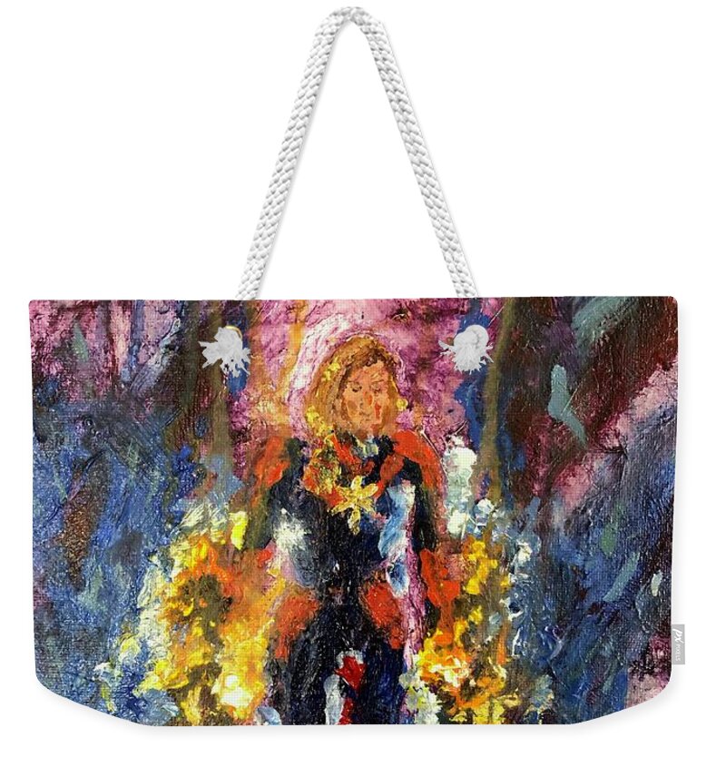 Marvel Weekender Tote Bag featuring the painting Just A Girl by Bethany Beeler
