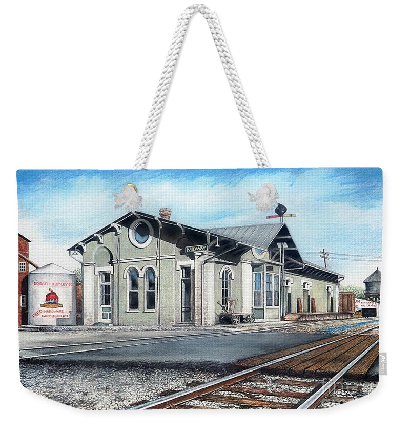 Train Station Weekender Tote Bag featuring the drawing Just a Memory by David Neace