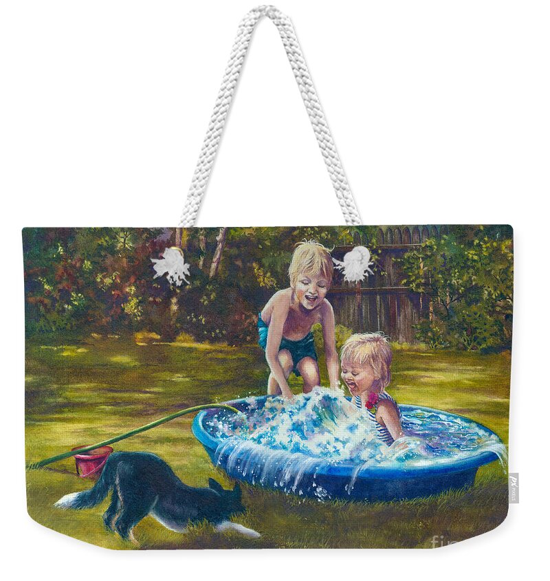 Swimming Weekender Tote Bag featuring the painting Just Add Water by Jill Westbrook