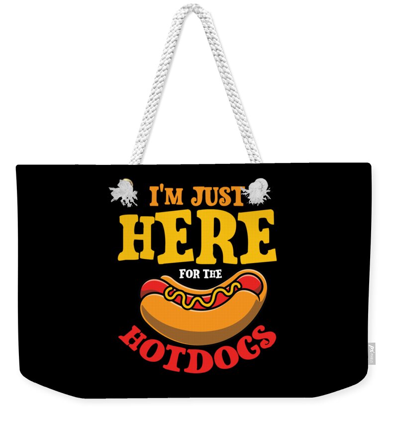 Gift Weekender Tote Bag featuring the digital art Just here hotdogs by Values Tees