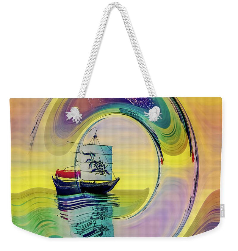 Sailing Weekender Tote Bag featuring the digital art just Sailing by Shadowlea Is