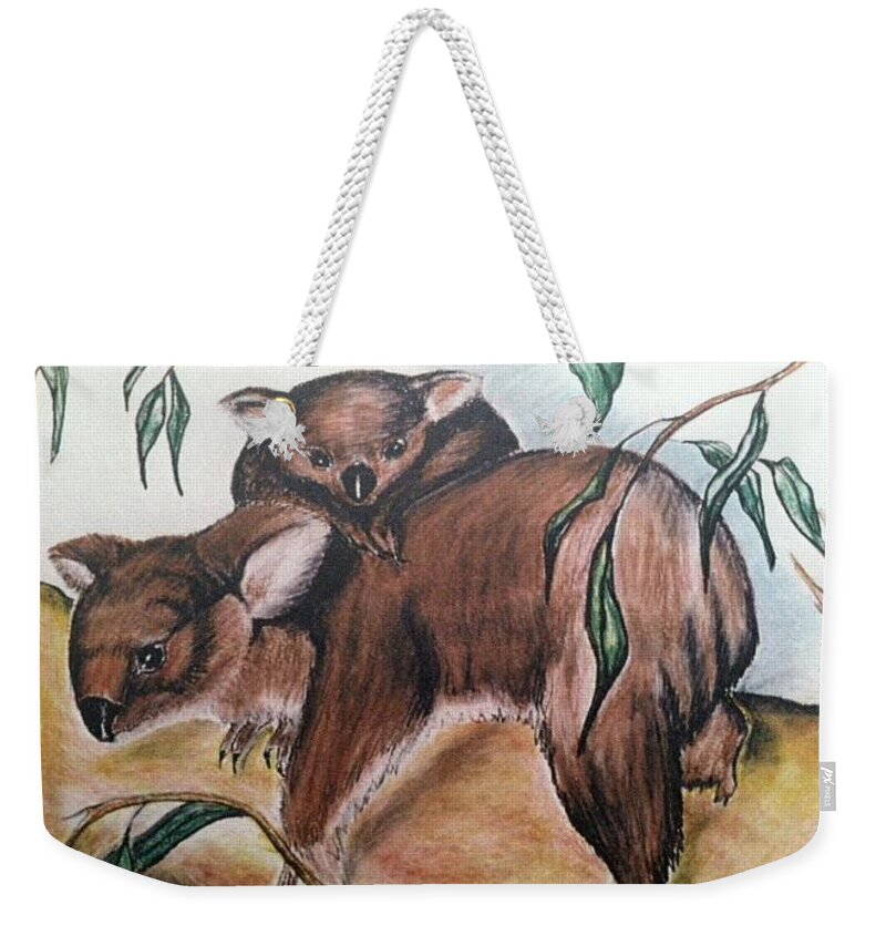  Weekender Tote Bag featuring the mixed media K Bears by Angie ONeal