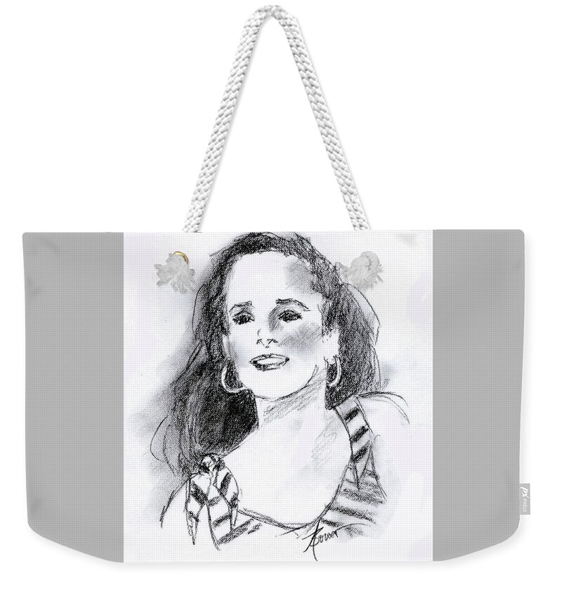 Skektching Weekender Tote Bag featuring the painting Karen by Adele Bower