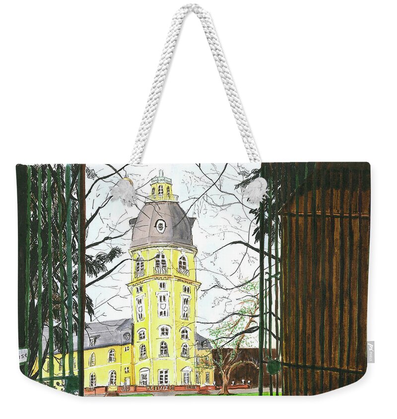 Karlsruhe Palace Weekender Tote Bag featuring the painting Karlsruhe Palace by Tracy Hutchinson