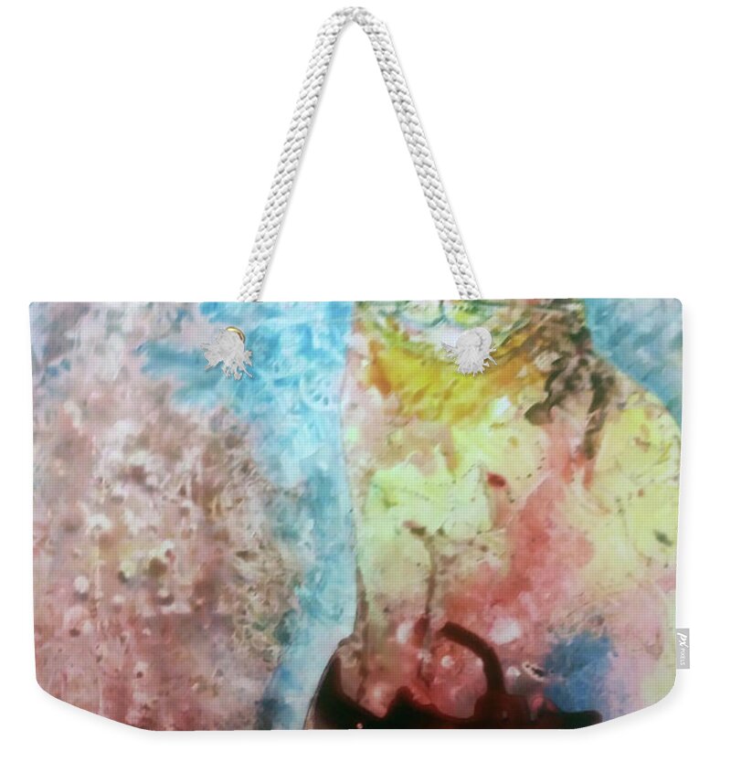 Cats Weekender Tote Bag featuring the painting Karmic Kitty by Barbara F Johnson
