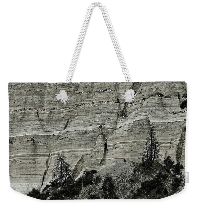 Tent Rocks Weekender Tote Bag featuring the photograph Kasha-Katuwe Tent Rocks National Monument 4bw by Steven Ralser
