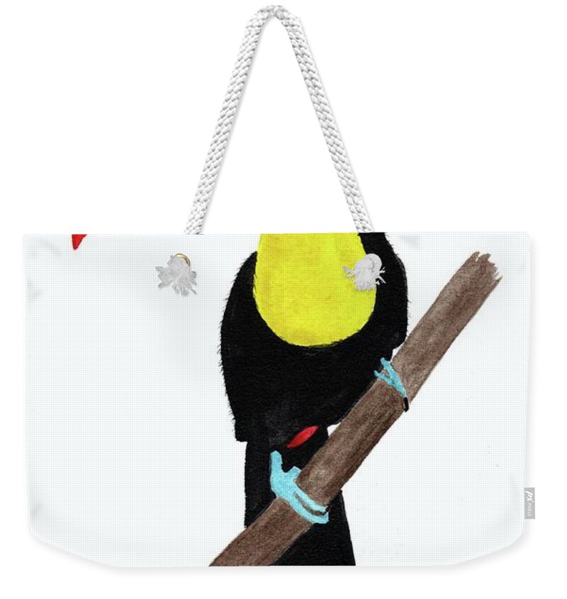Keel-billed Toucan Weekender Tote Bag featuring the painting Keel-Billed Toucan Day 3 Challenge by Donna Mibus