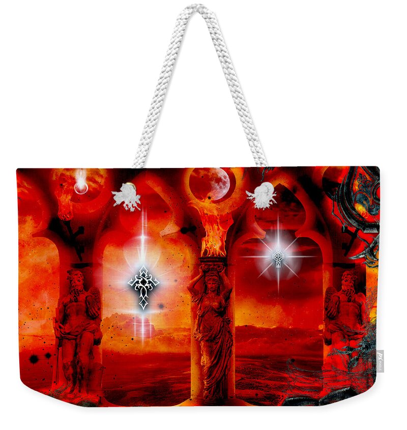 Fantasy Weekender Tote Bag featuring the digital art Keeper Of The Flame by Michael Damiani