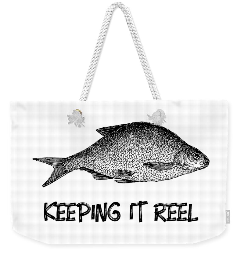 Keeping It Reel Pointillism Fish Drawing Funny Fishing Lover Gift Fisherman  Weekender Tote Bag