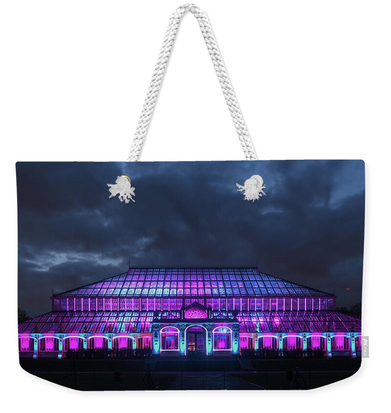 Christmas At Kew Weekender Tote Bag featuring the photograph Kew lit up in Winter by Andrew Lalchan