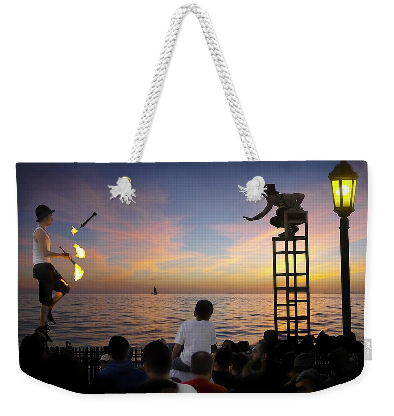 Key Weekender Tote Bag featuring the digital art Key West Performers by R C Fulwiler