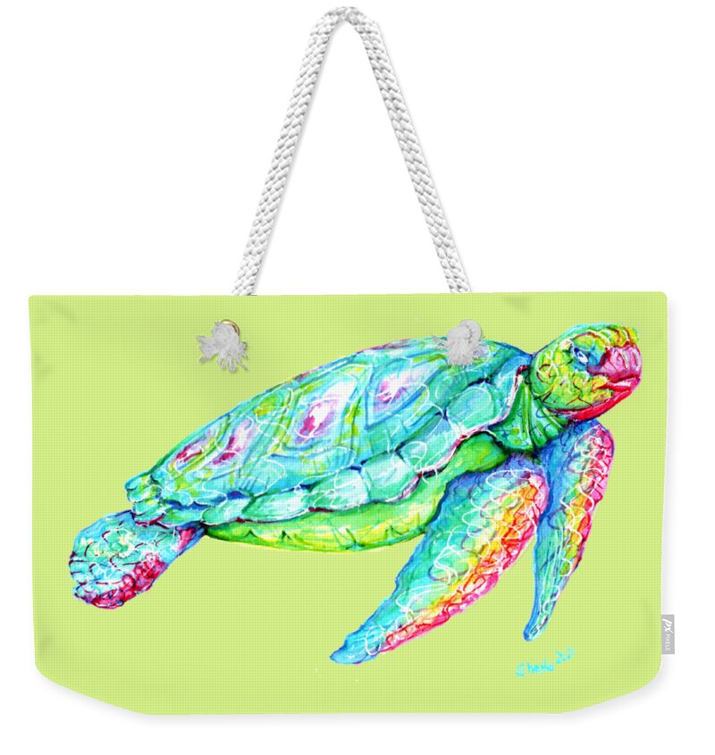 Turtle Weekender Tote Bag featuring the painting Key West Turtle 2 Study by Shelly Tschupp