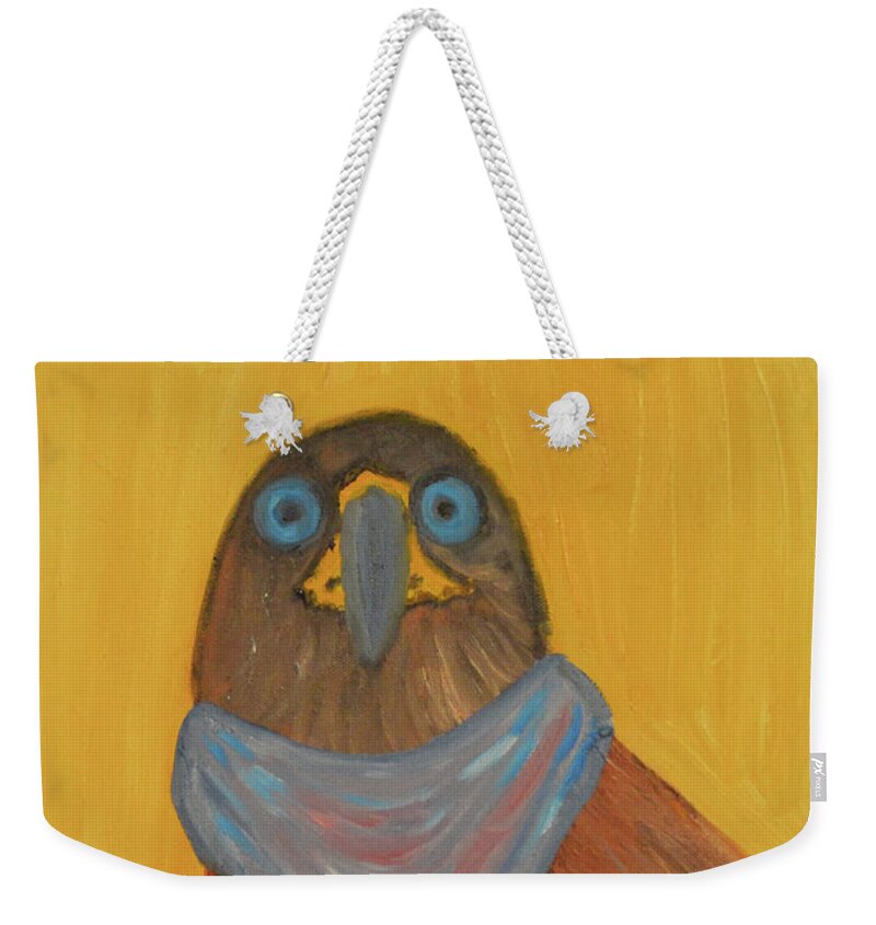Eagle Weekender Tote Bag featuring the painting Khan the Eagle by Anita Hummel