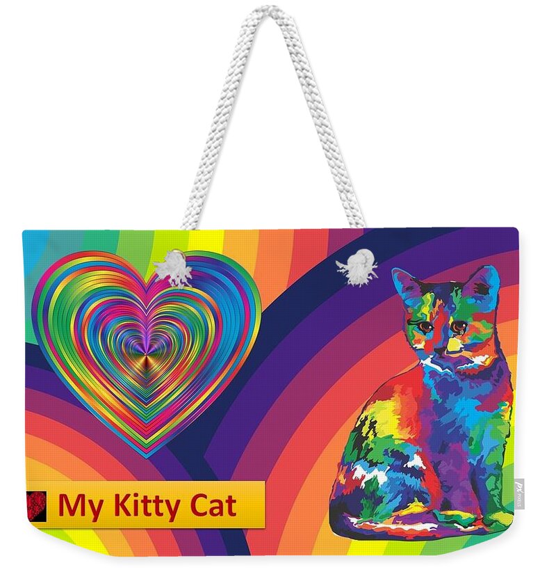 Cats Weekender Tote Bag featuring the mixed media Kids Love Kitties by Nancy Ayanna Wyatt