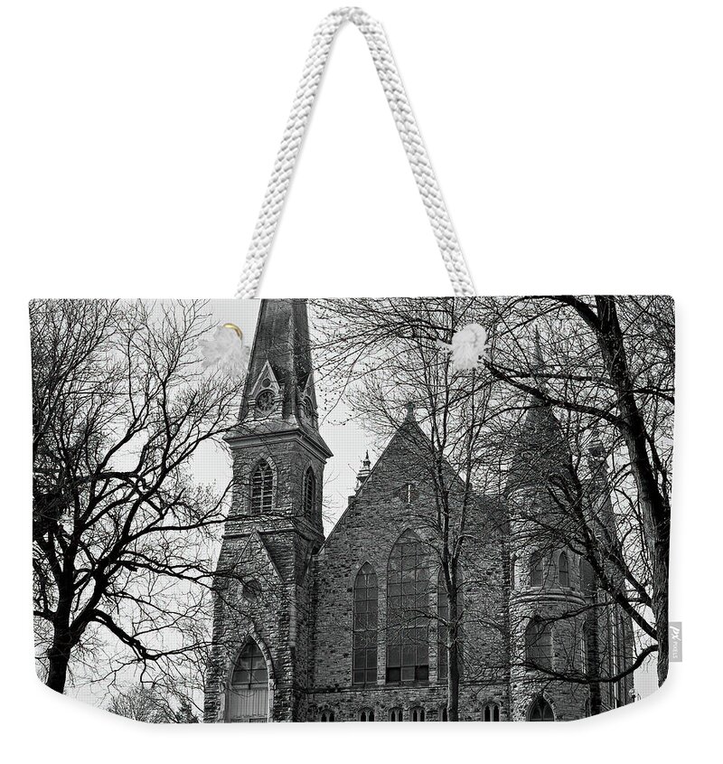 King Chapel Weekender Tote Bag featuring the photograph King Chapel Cornell College by Lens Art Photography By Larry Trager