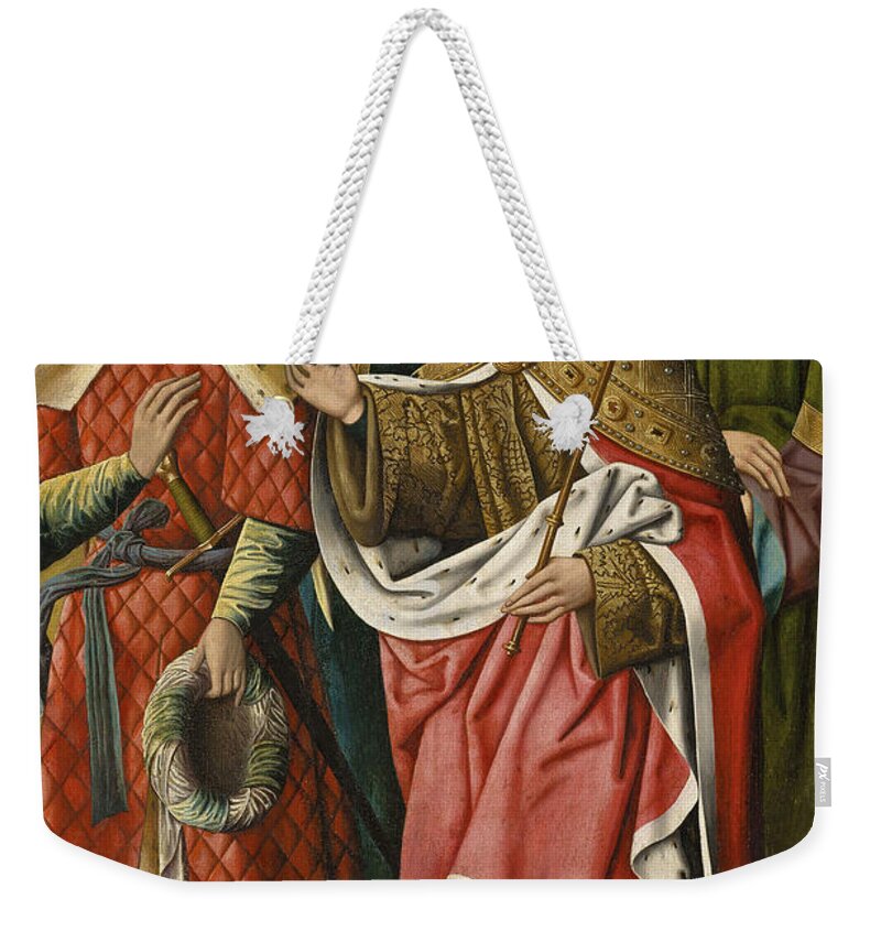 The Jativa Master Weekender Tote Bag featuring the painting King David endorsing the succession of Solomon by The Jativa Master