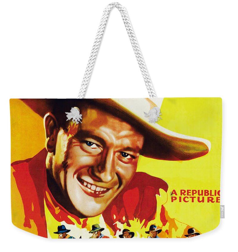 King Weekender Tote Bag featuring the mixed media ''King of the Pecos'', 1936 by Movie World Posters