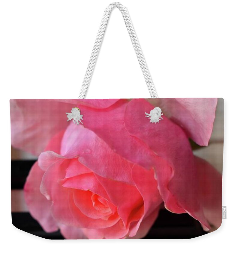 Music Weekender Tote Bag featuring the photograph Kiss From A Rose Maria Callas On The Piano by Leonida Arte