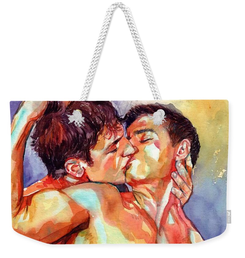 Love Weekender Tote Bag featuring the painting Kiss in the Light by Suzann Sines