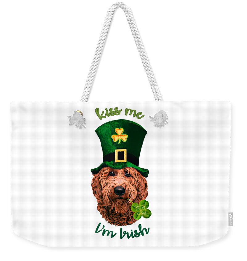Dog Weekender Tote Bag featuring the digital art Kiss Me I'm Irish by Madame Memento
