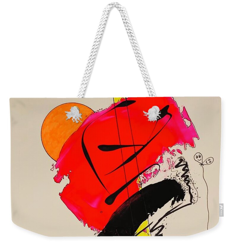  Weekender Tote Bag featuring the mixed media K.i.s.s. Red 11148 by Lew Hagood