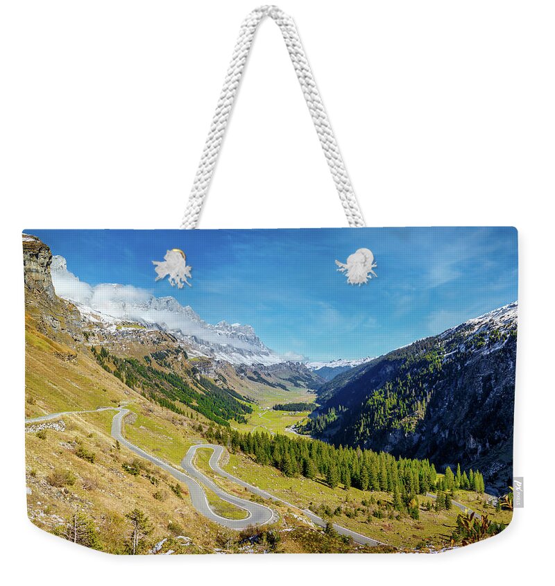 Landscape Weekender Tote Bag featuring the photograph Klausenpass Panorama, Switzerland by Rick Deacon