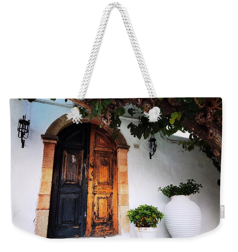 Hellenic Architecture Weekender Tote Bag featuring the photograph Knock knock knock by Jarek Filipowicz