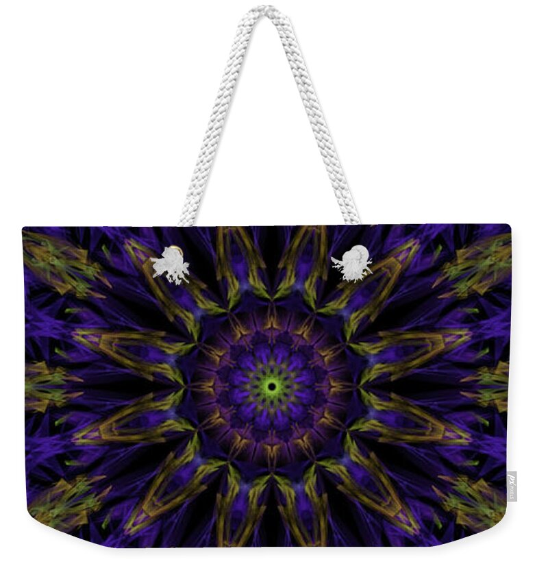 Kosmic Royalty Mandala Weekender Tote Bag featuring the digital art Kosmic Royalty Mandala by Michael Canteen
