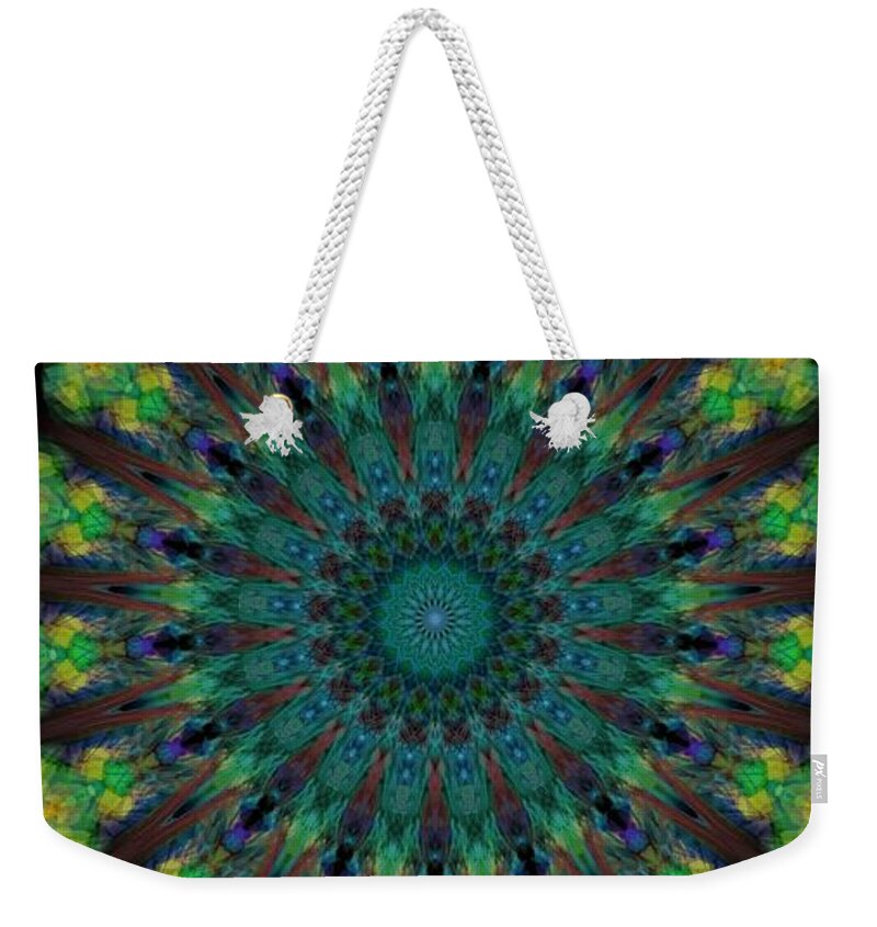 The Kosmic Kreation Tree Mandala Is A Circular Symbol That Is Used To Represent The Interconnectedness Of The Universe. It Is Said To Be A Representation Of The Cosmic Tree Of Life Weekender Tote Bag featuring the digital art Kosmic Tree Mandala by Michael Canteen