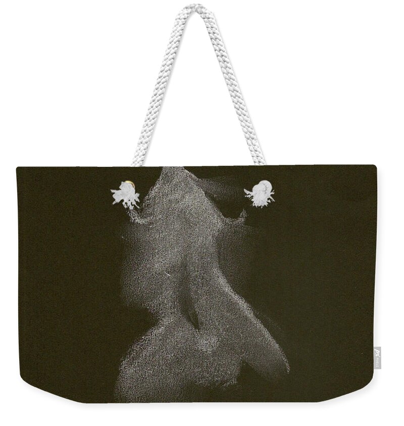 Modell Weekender Tote Bag featuring the drawing Kroki 2014 10 04_16 Figure Drawing White Chalk by Marica Ohlsson