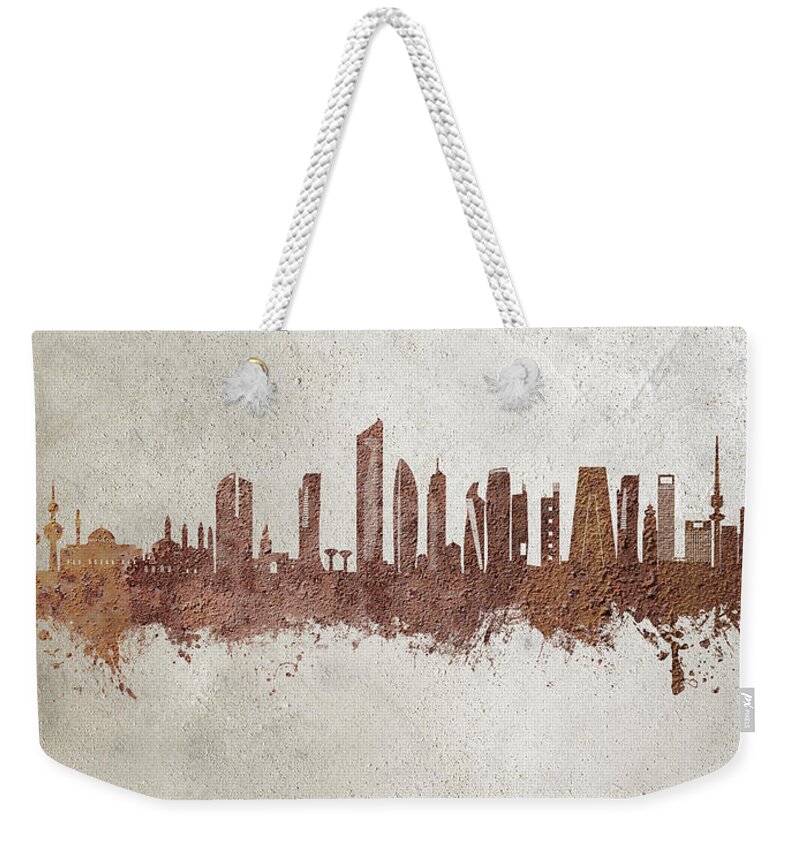 Kuwait City Weekender Tote Bag featuring the digital art Kuwait City Skyline #19 by Michael Tompsett