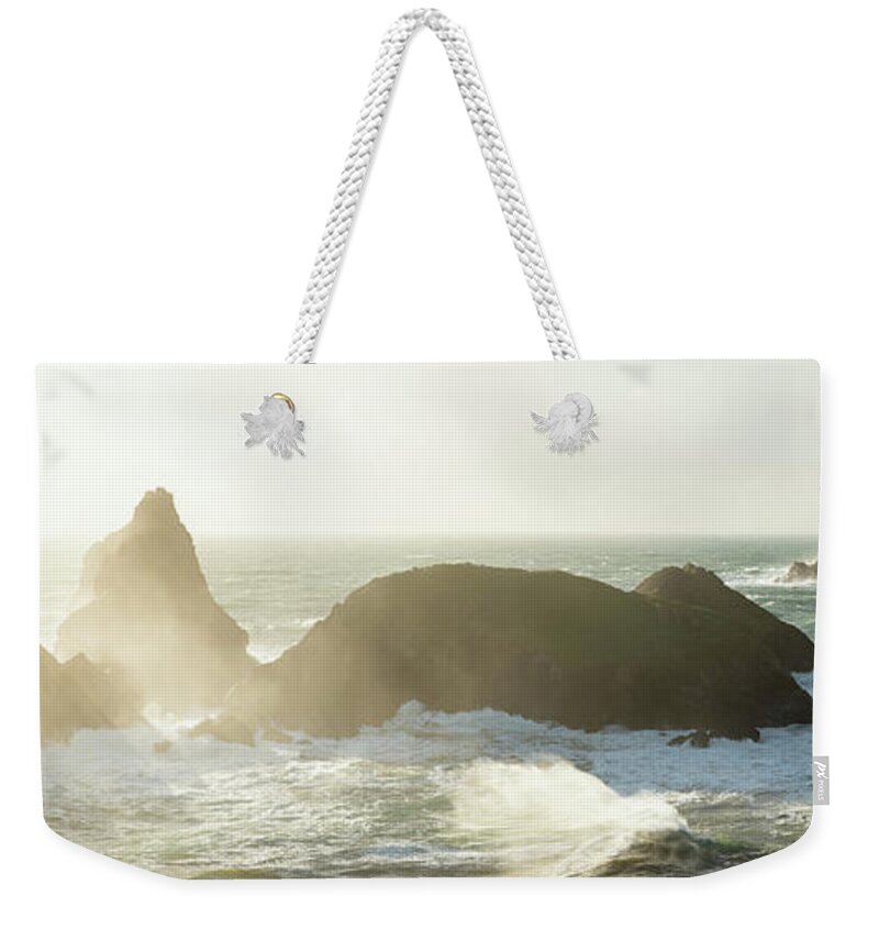 Cornwall Weekender Tote Bag featuring the photograph Kynance Cove Lizard Peninsula Cornwall South West Coast Path by Sonny Ryse