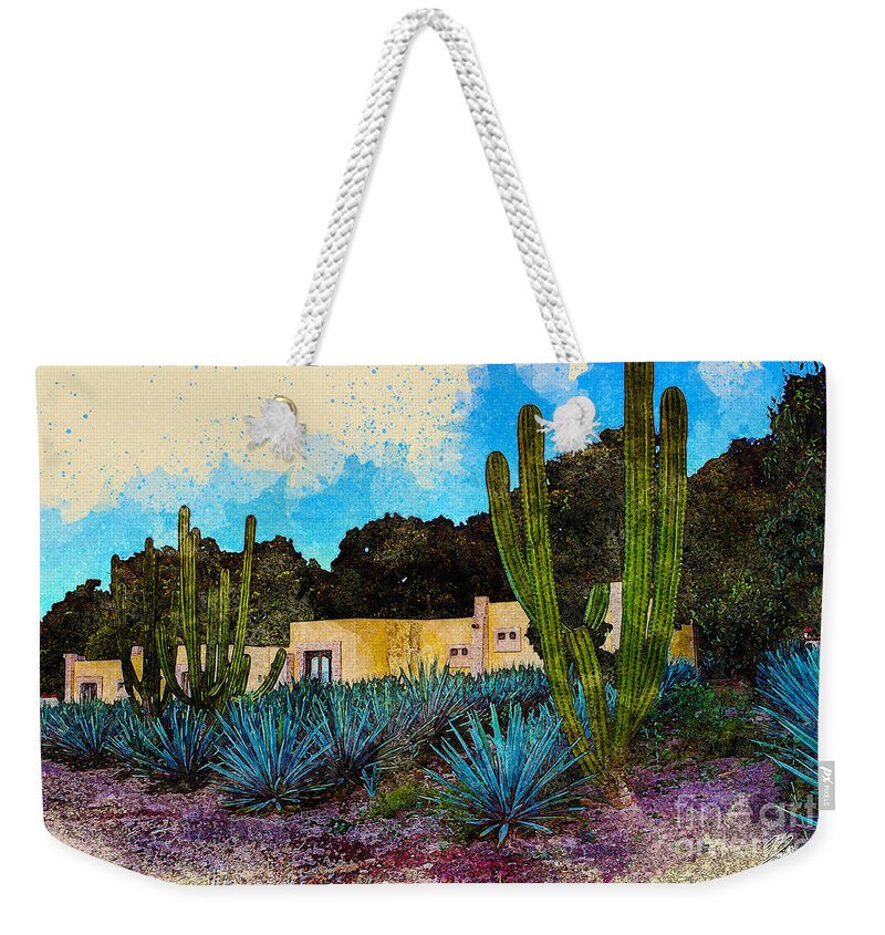 Hacienda Weekender Tote Bag featuring the digital art La Hacienda in Tequila by Marisol VB