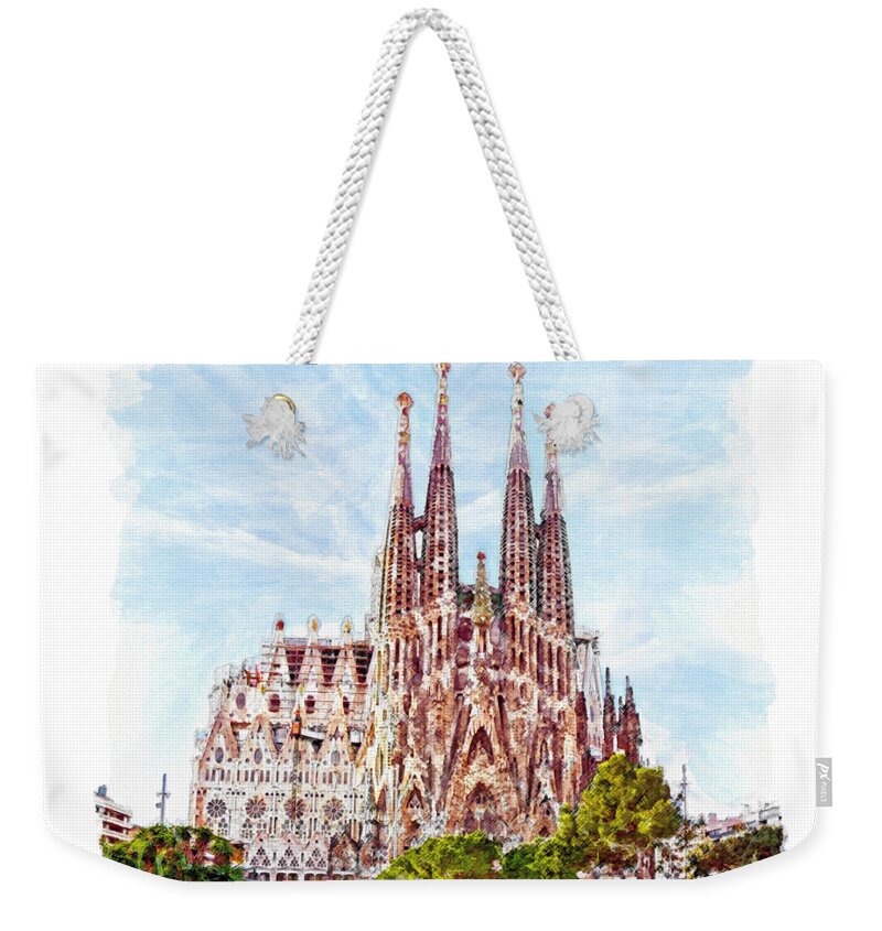 Marian Voicu Weekender Tote Bag featuring the painting La Sagrada Familia by Marian Voicu