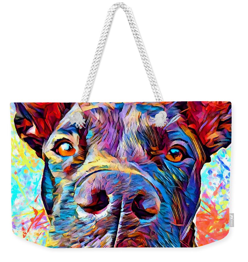 Labrabull Weekender Tote Bag featuring the painting Labrabull / Pitador by Chris Butler