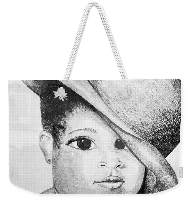  Weekender Tote Bag featuring the drawing Lady by Angie ONeal