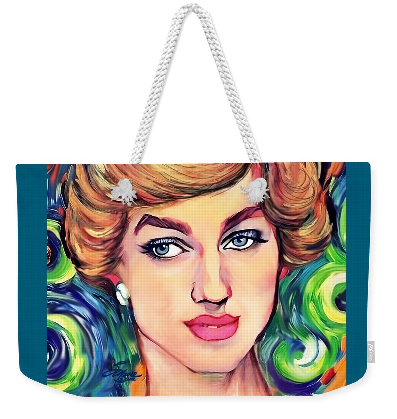 Diana Art Weekender Tote Bag featuring the digital art Lady Diana #1 by Stacey Mayer