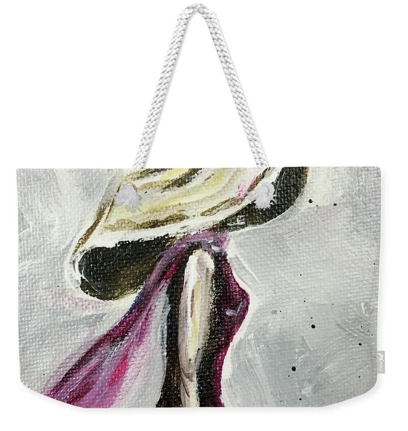Lady In A Hat Weekender Tote Bag featuring the painting Lady in a Big Hat by Roxy Rich