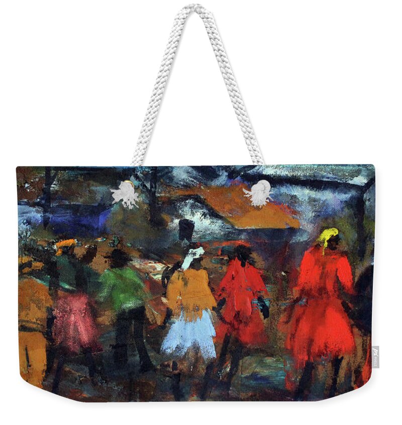  Weekender Tote Bag featuring the painting Lady In Red by Joe Maseko