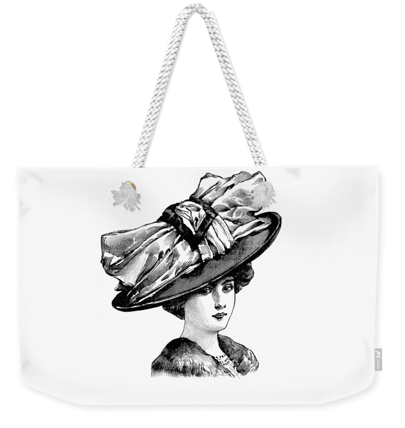 Lady Weekender Tote Bag featuring the digital art Lady portrait in black and white by Madame Memento