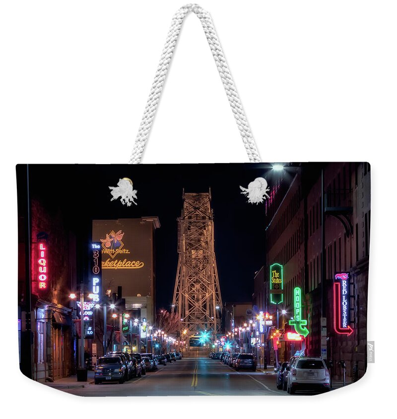 Duluth Minnesota Weekender Tote Bag featuring the photograph Lake Avenue - Duluth Minnesota by Susan Rissi Tregoning