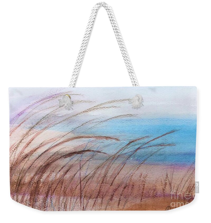Door County Weekender Tote Bag featuring the painting Lake Grass by Deb Stroh-Larson