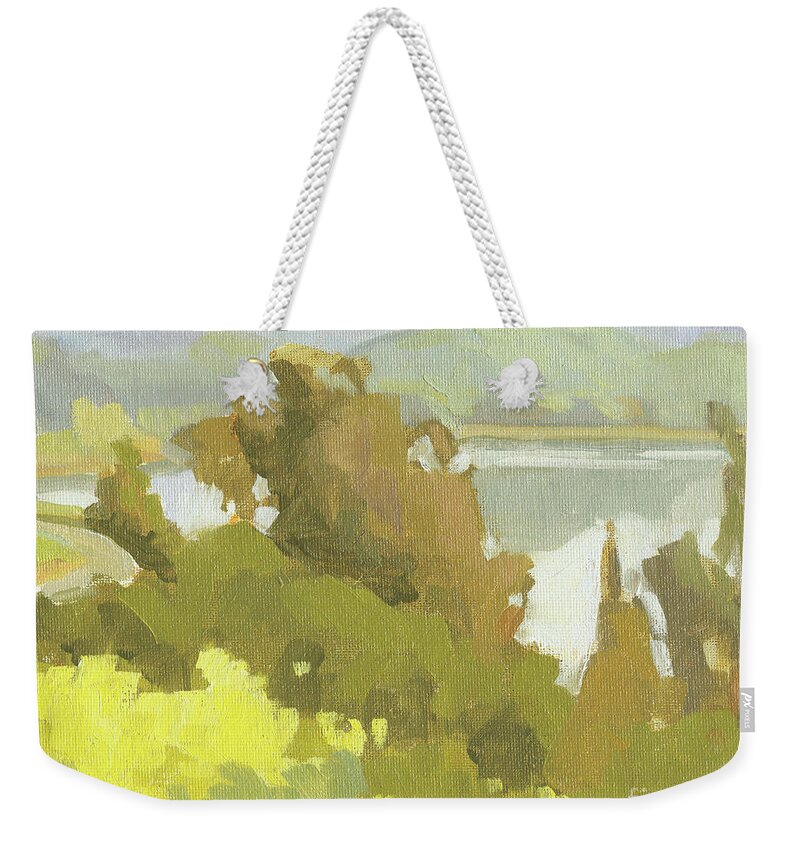 Lake Hodges Weekender Tote Bag featuring the painting Lake Hodges - Escondido, California by Paul Strahm