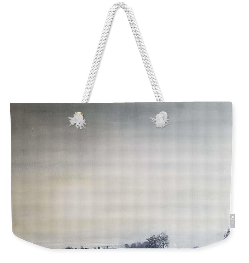  Weekender Tote Bag featuring the painting Lake Horizon by Caroline Philp