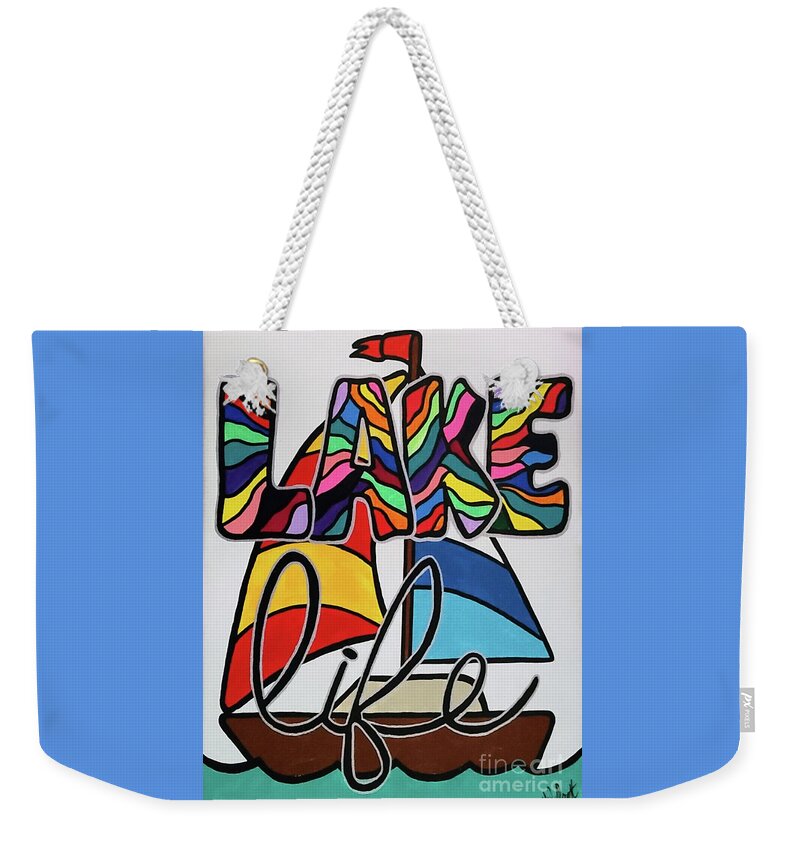 Lake Weekender Tote Bag featuring the painting Lake Life by Elena Pratt