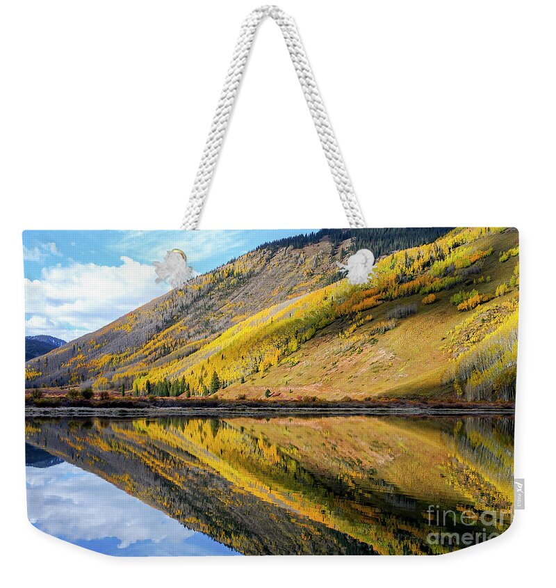 Ouray Weekender Tote Bag featuring the photograph Lake Reflection by Bob Phillips