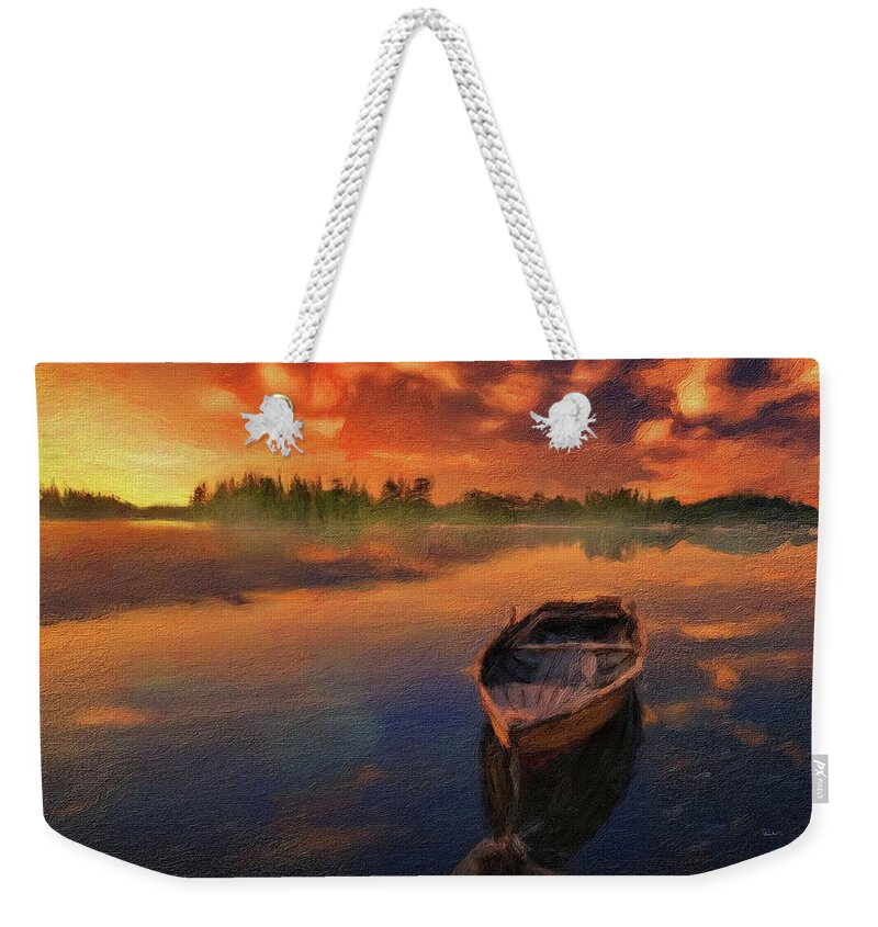 Lake Weekender Tote Bag featuring the digital art Lake Sunset by Russ Harris